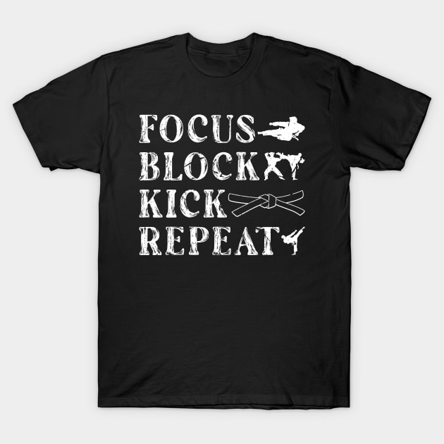 Karate Focus Block Kick Martial Arts Taekwondo T-Shirt by Humbas Fun Shirts